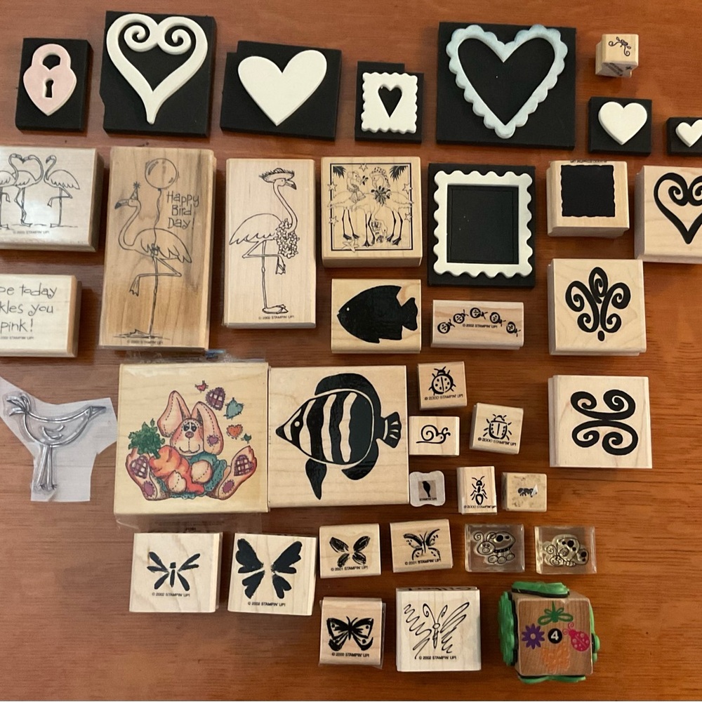 Assorted Rubber Stamps with Wooden Blocks
